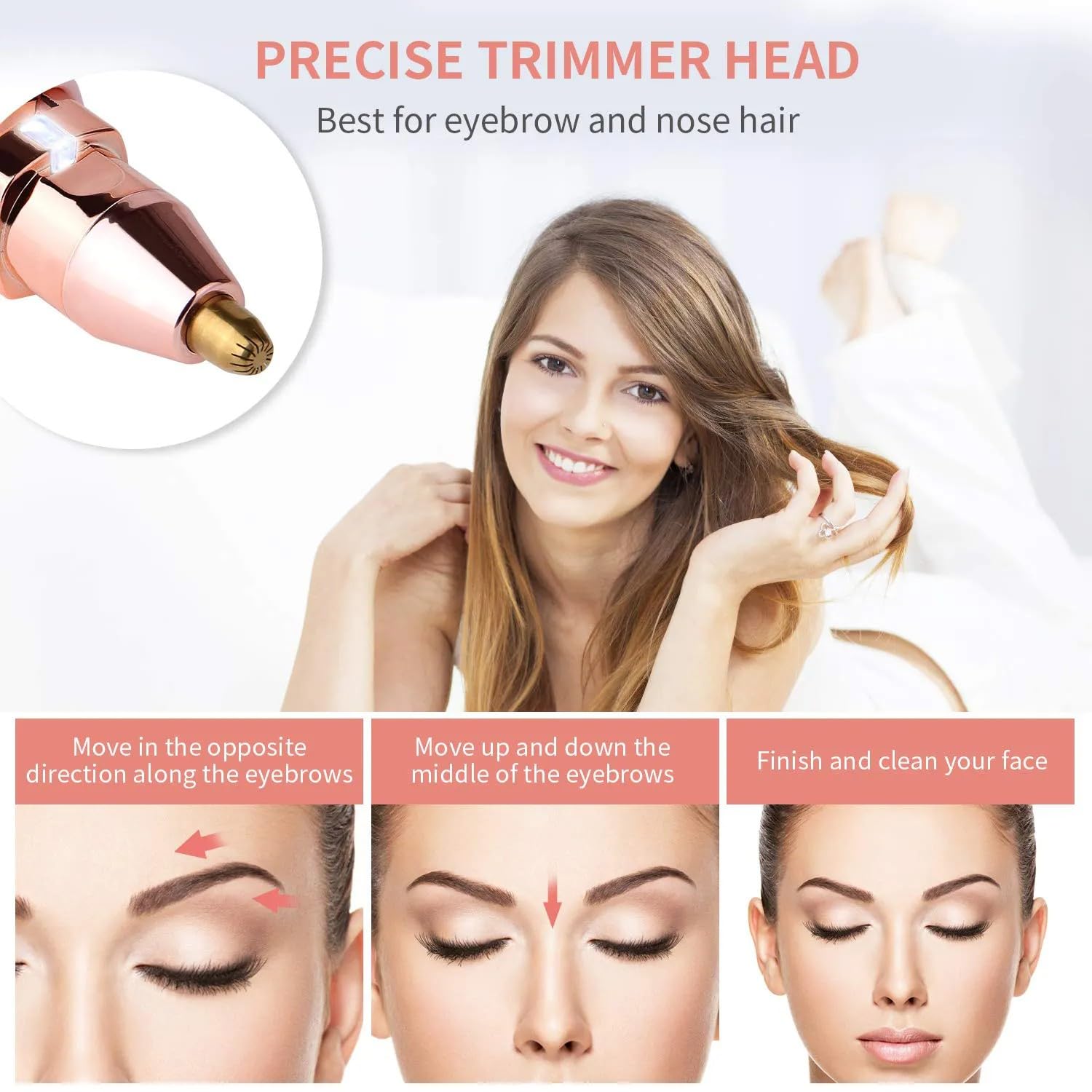 Flawless 2-in-1 Rechargeable Eyebrow & Facial Hair Trimmer with LED Light ZAVION
