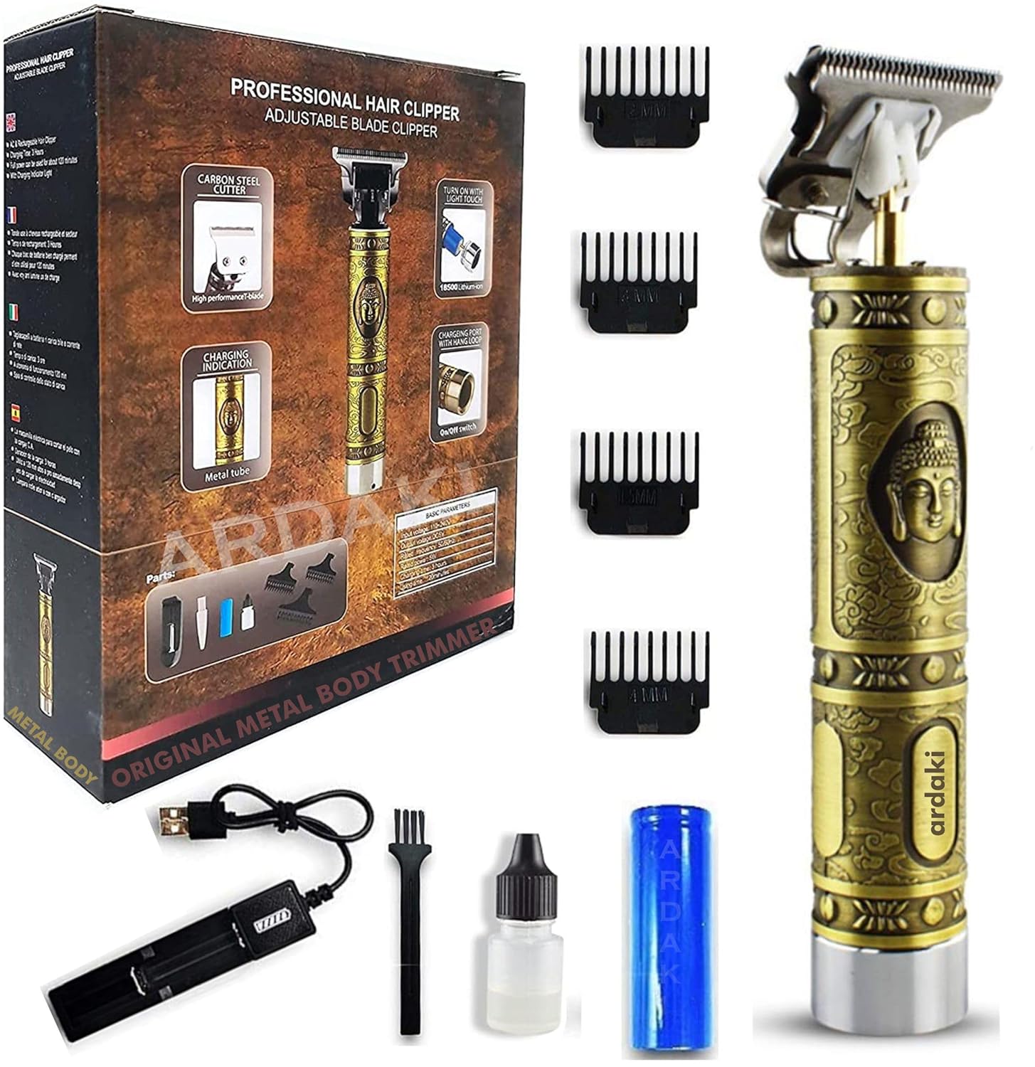 Rechargeable Beard & Hair Trimmer for Men | Professional Cordless Clipper | Gold ZAVION
