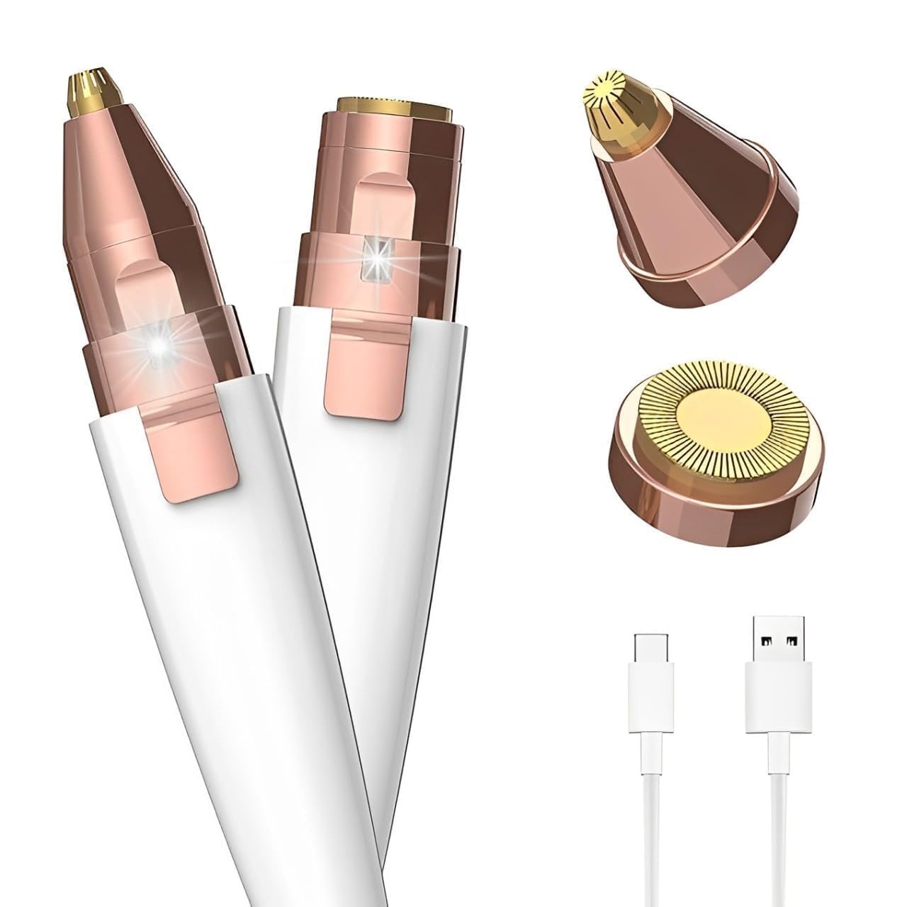 Flawless 2-in-1 Rechargeable Eyebrow & Facial Hair Trimmer with LED Light ZAVION