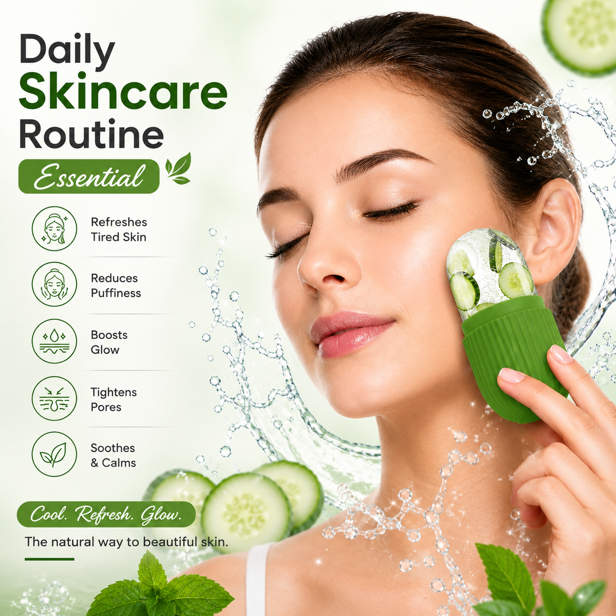 Face Ice Roller – Reusable Silicone Skin Massager for Glowing, De-Puffed Skin ZAVION