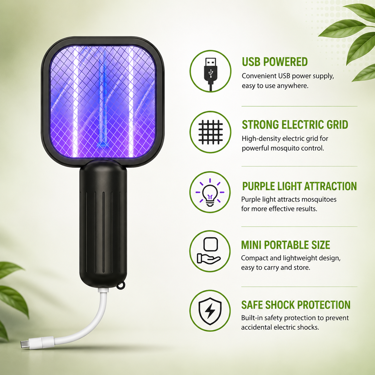 Mini Mosquito Killer Bat | USB Rechargeable Bug Zapper Racket ZAVION