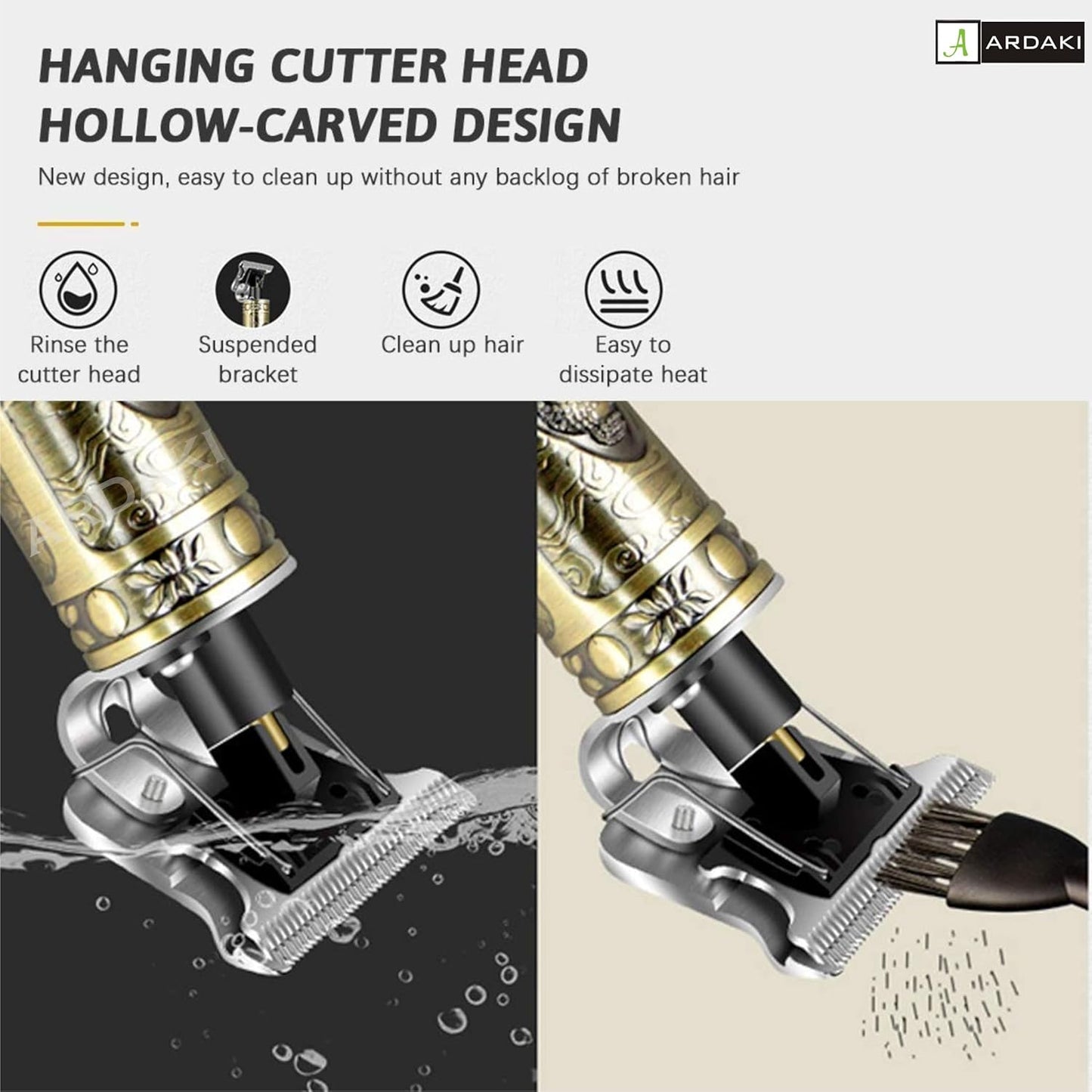 Rechargeable Beard & Hair Trimmer for Men | Professional Cordless Clipper | Gold ZAVION