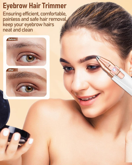 Flawless 2-in-1 Rechargeable Eyebrow & Facial Hair Trimmer with LED Light ZAVION