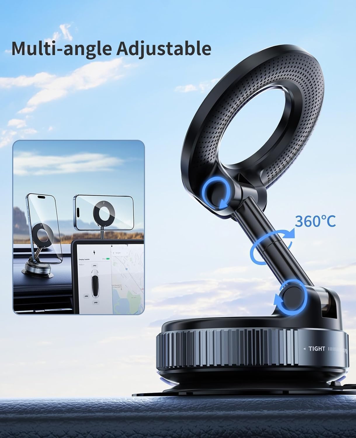 MagLock™ Vacuum Phone Holder – 360° Magnetic Grip | Ultra Strong Suction Mount for Car, Home & Gym ZAVION