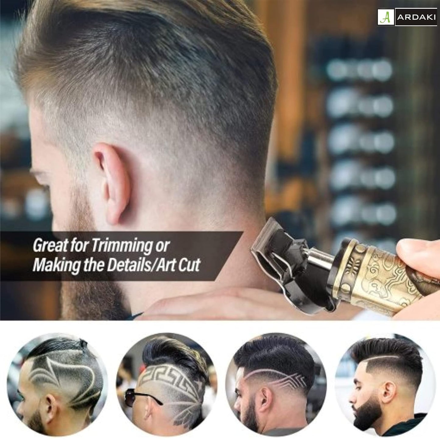 Rechargeable Beard & Hair Trimmer for Men | Professional Cordless Clipper | Gold ZAVION