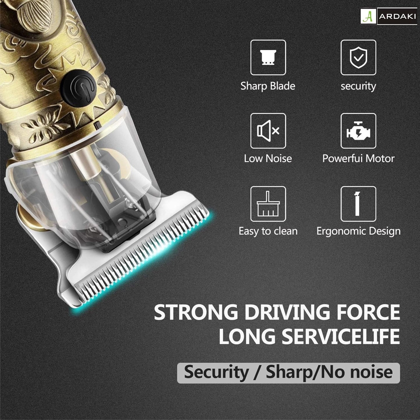 Rechargeable Beard & Hair Trimmer for Men | Professional Cordless Clipper | Gold ZAVION