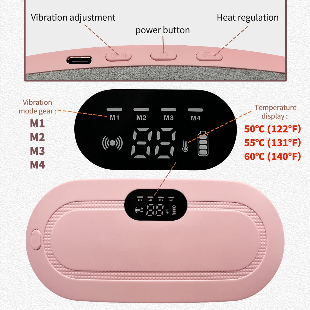 Portable Period Cramp Relief Heating Belt for Women | Cordless Heating Pad with Heat & Massage Therapy | Rechargeable Menstrual Pain Relief Pad for Belly & Back ZAVION
