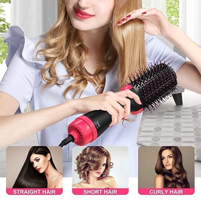 One Step Hot Air Brush – 4-in-1 Hair Dryer & Volumizer | Ionic Straightener, Curler & Detangler Brush for Frizz-Free Salon Blowout (All Hair Types) ZAVION