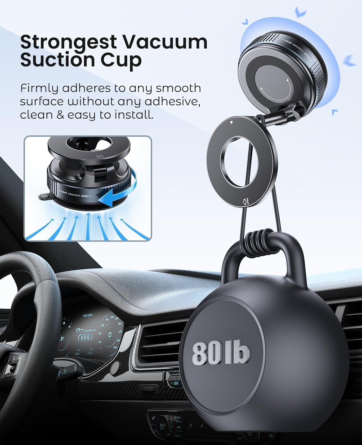 MagLock™ Vacuum Phone Holder – 360° Magnetic Grip | Ultra Strong Suction Mount for Car, Home & Gym ZAVION