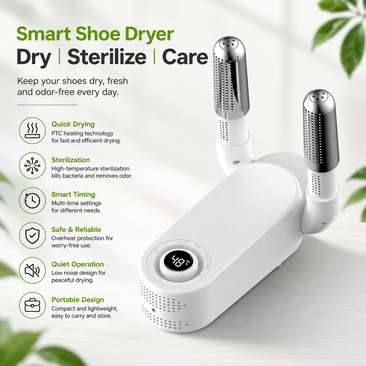 Electric Shoe Dryer & Warmer | 48°C Fast Drying | UV Sterilization | Foldable ZAVION