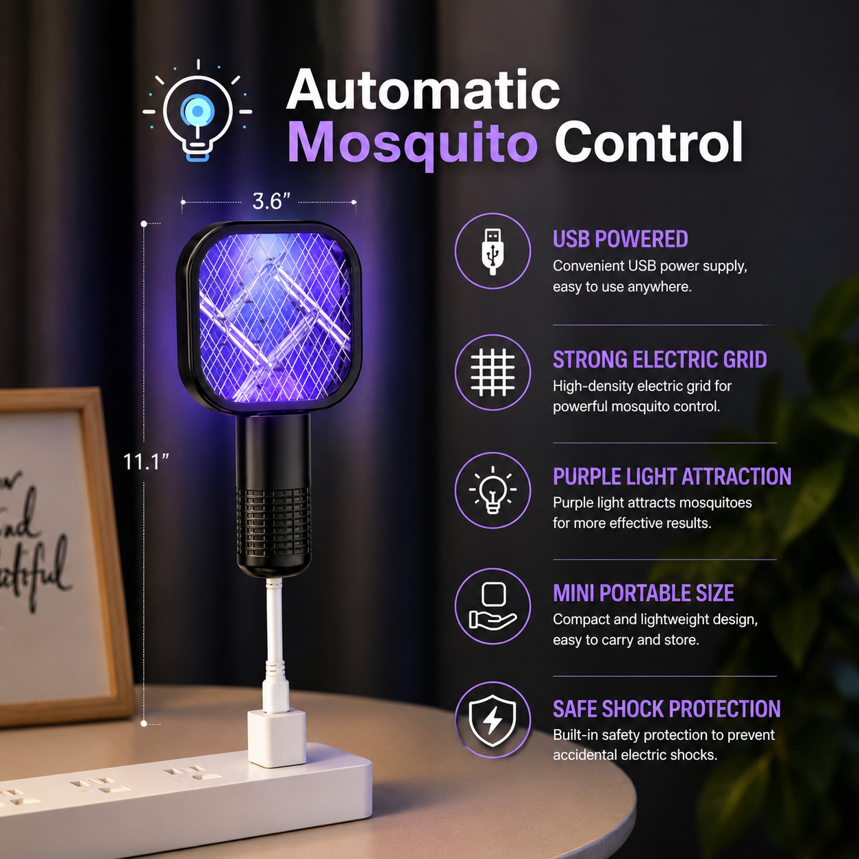 Mini Mosquito Killer Bat | USB Rechargeable Bug Zapper Racket ZAVION