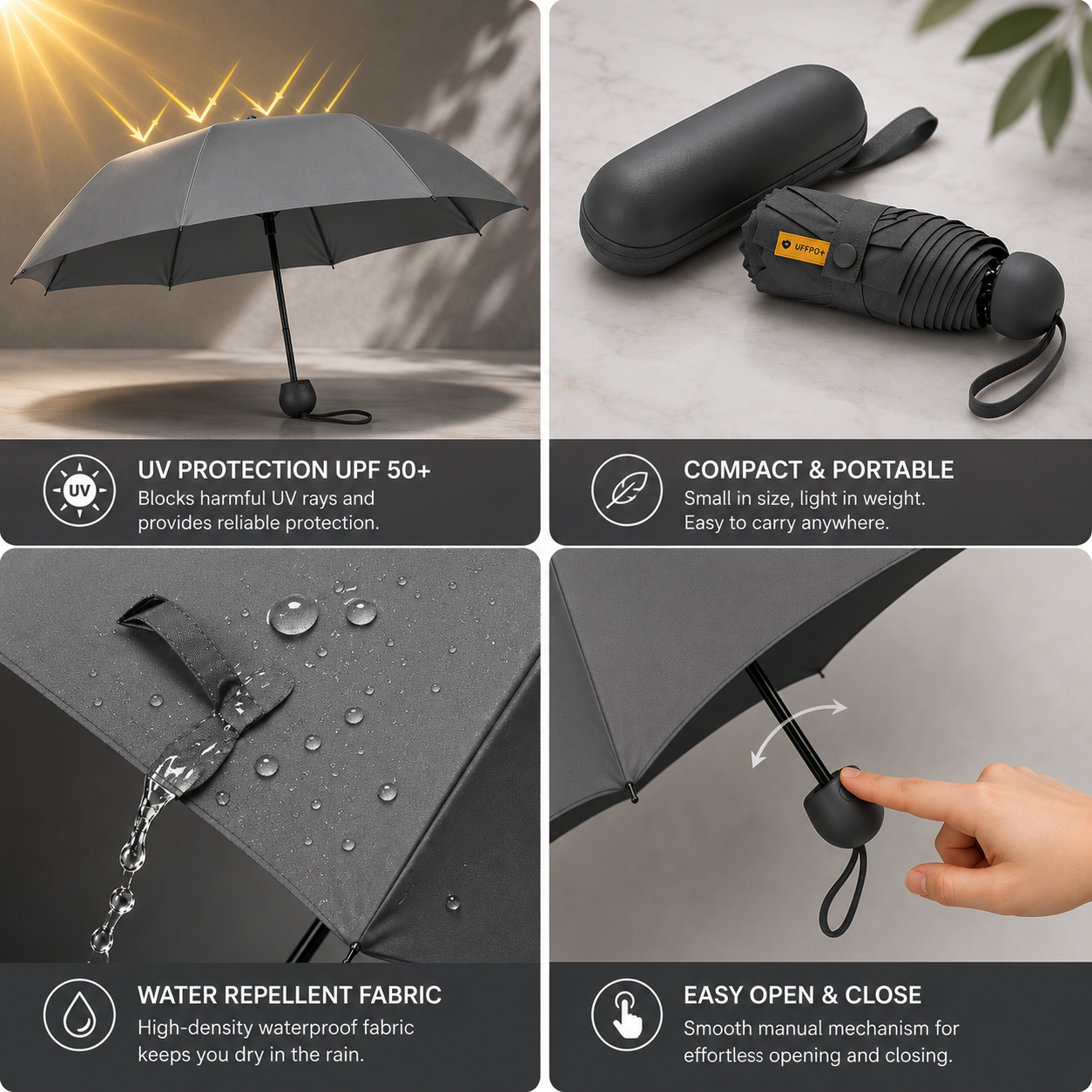 ZAVION Mini Compact Folding Umbrella with Capsule Case | Travel-Friendly Pocket Umbrella | Windproof & Waterproof | UV Sun & Rain Protection | Monsoon Essential for Men & Women ZAVION