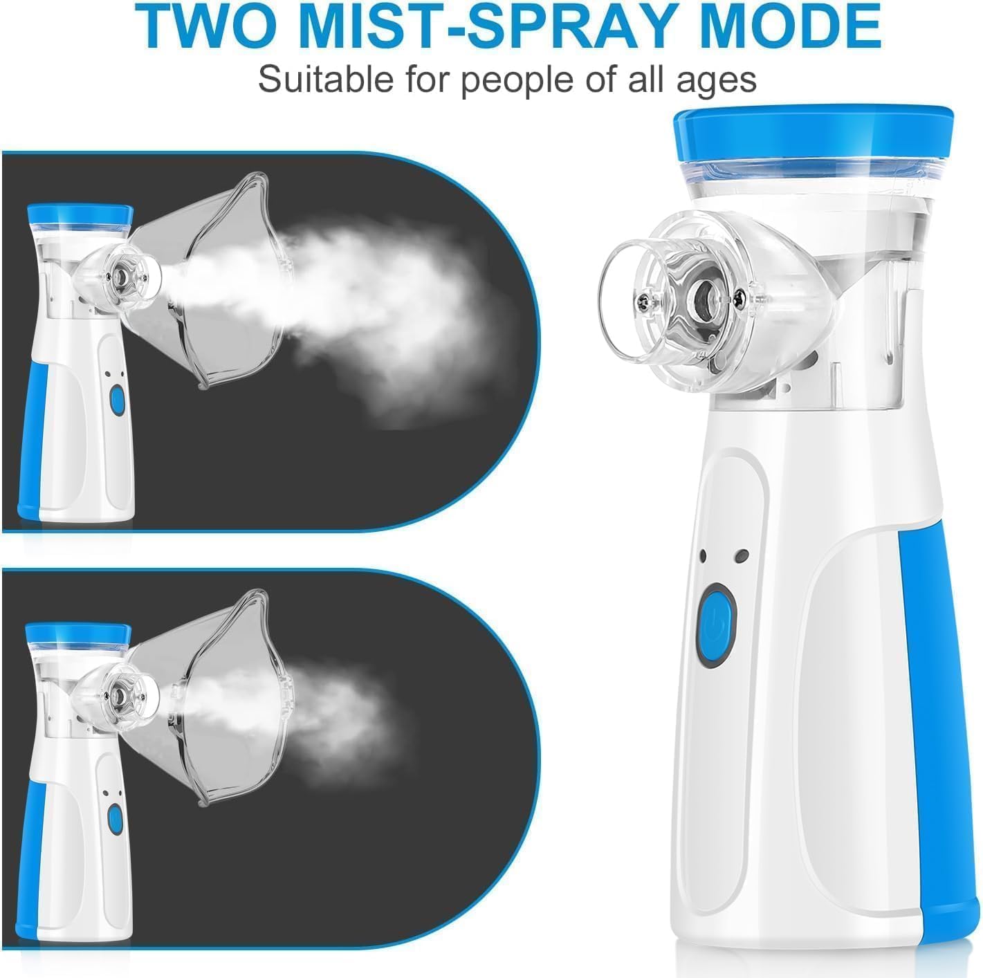 Portable Mesh Nebulizer for Adults & Kids | Silent Handheld Steam Inhaler for Cough, Cold & Breathing Relief | Wireless Rechargeable Vaporizer Machine ZAVION