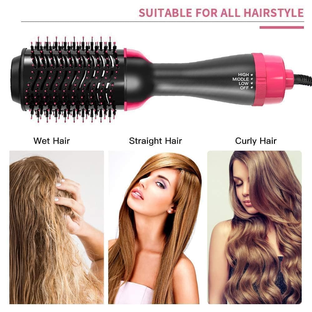 One Step Hot Air Brush – 4-in-1 Hair Dryer & Volumizer | Ionic Straightener, Curler & Detangler Brush for Frizz-Free Salon Blowout (All Hair Types) ZAVION