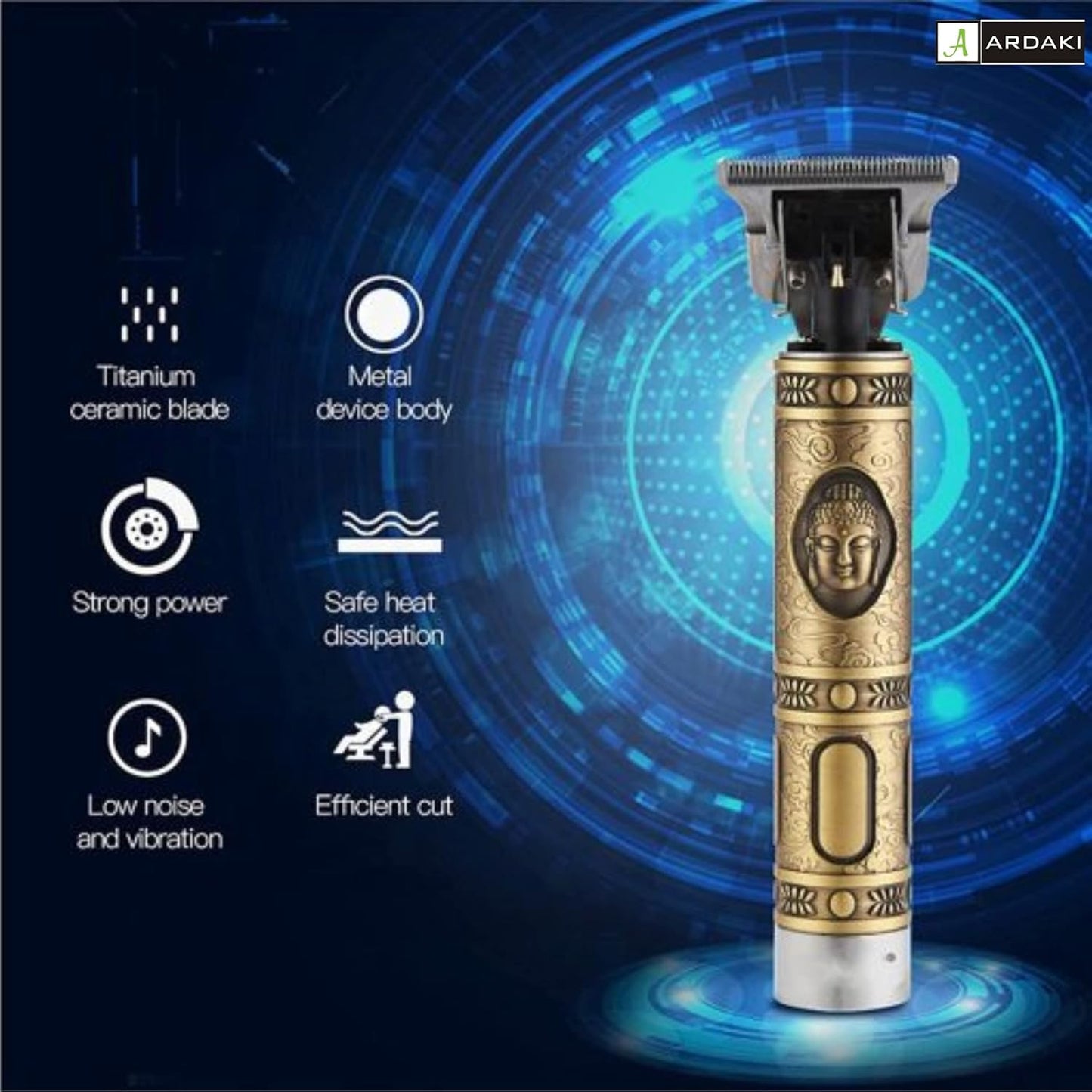 Rechargeable Beard & Hair Trimmer for Men | Professional Cordless Clipper | Gold ZAVION