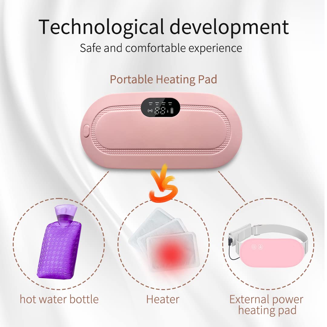 Portable Period Cramp Relief Heating Belt for Women | Cordless Heating Pad with Heat & Massage Therapy | Rechargeable Menstrual Pain Relief Pad for Belly & Back ZAVION
