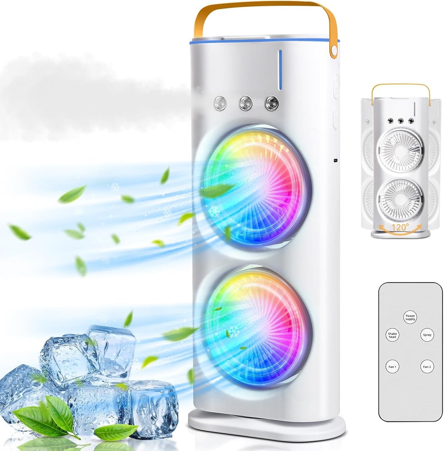 Mini Air Cooler Fan with Double Mist Spray | USB Rechargeable Portable Cooling Fan ZAVION