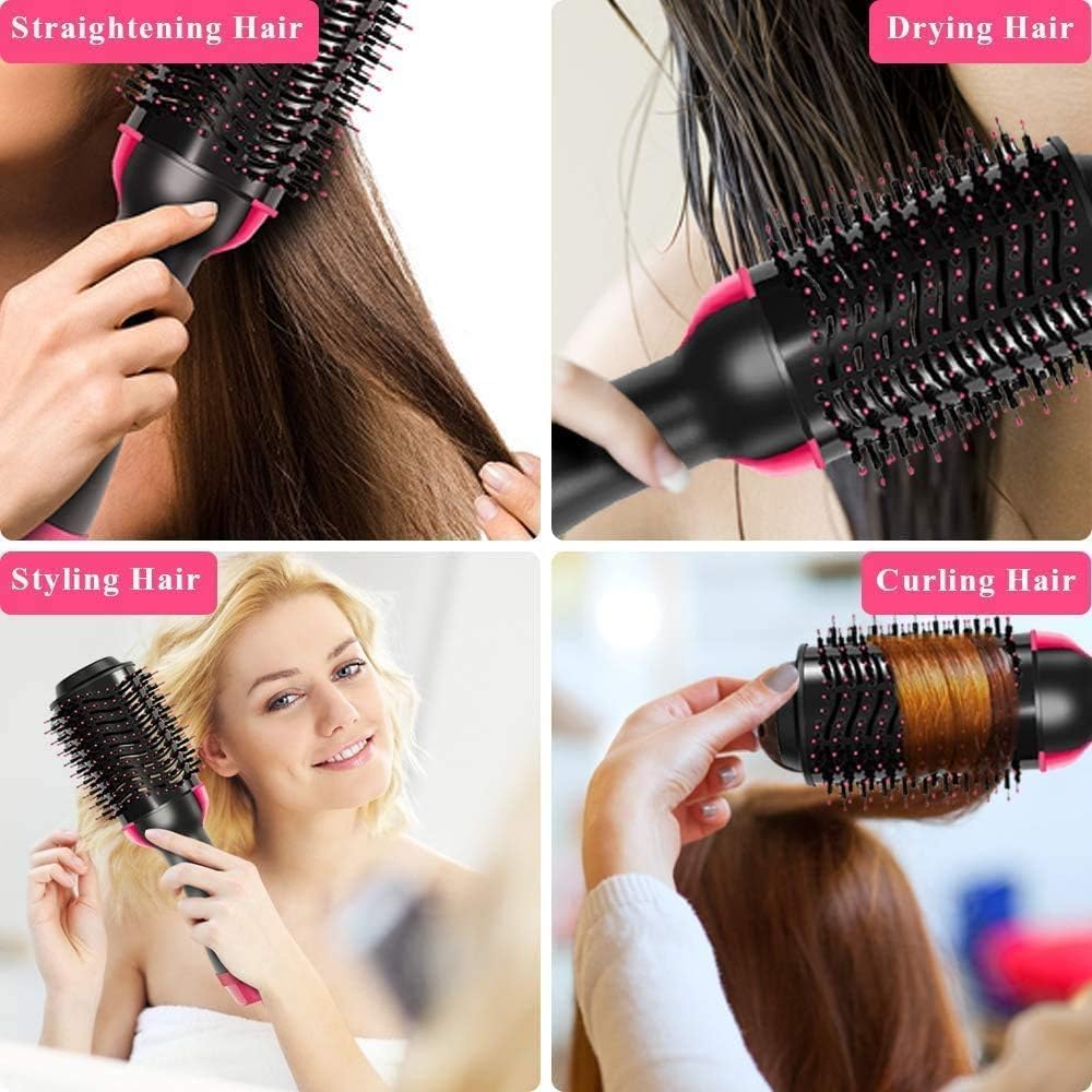 One Step Hot Air Brush – 4-in-1 Hair Dryer & Volumizer | Ionic Straightener, Curler & Detangler Brush for Frizz-Free Salon Blowout (All Hair Types) ZAVION