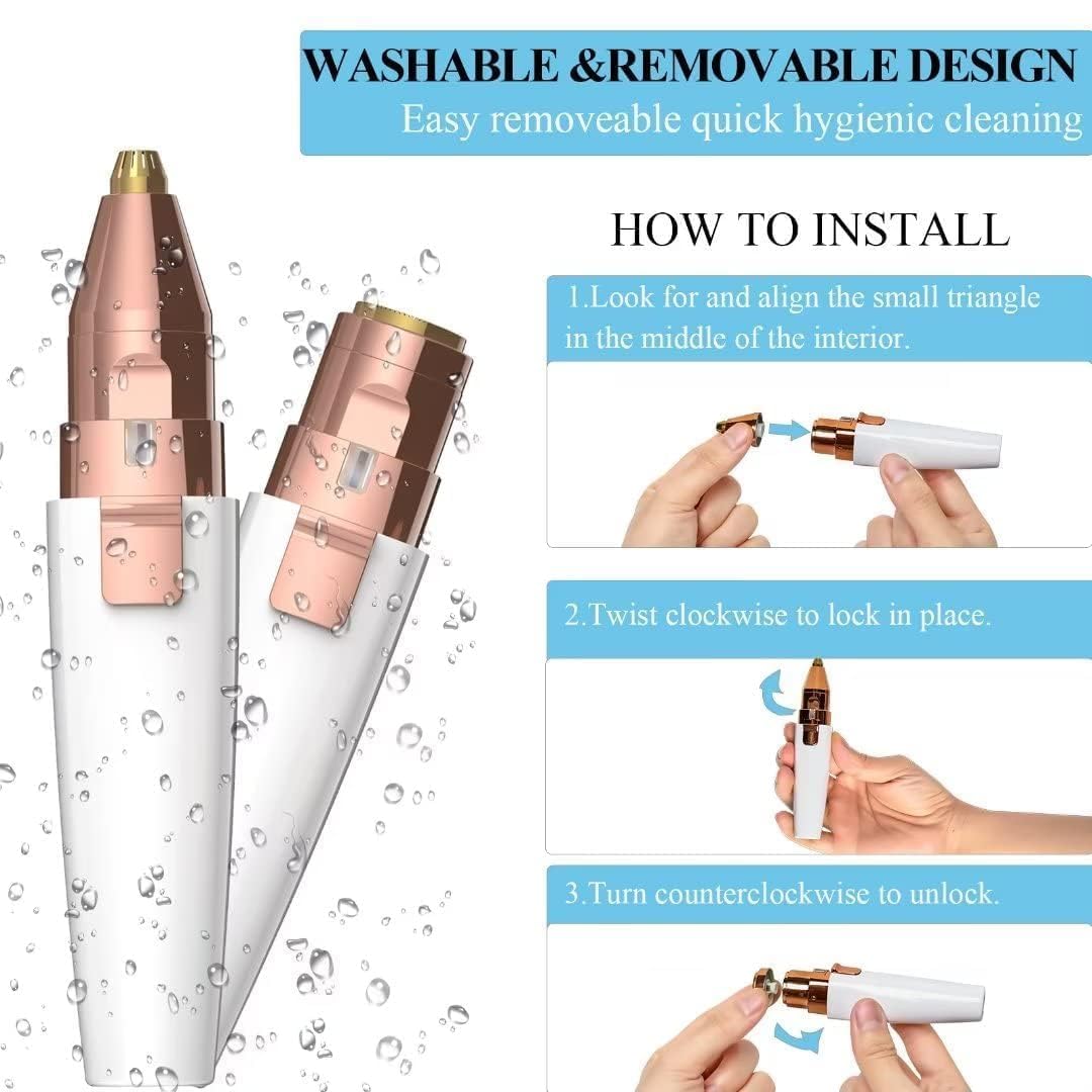 Flawless 2-in-1 Rechargeable Eyebrow & Facial Hair Trimmer with LED Light ZAVION
