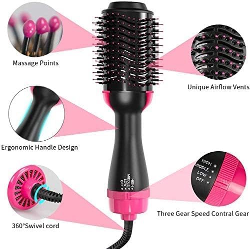 One Step Hot Air Brush – 4-in-1 Hair Dryer & Volumizer | Ionic Straightener, Curler & Detangler Brush for Frizz-Free Salon Blowout (All Hair Types) ZAVION
