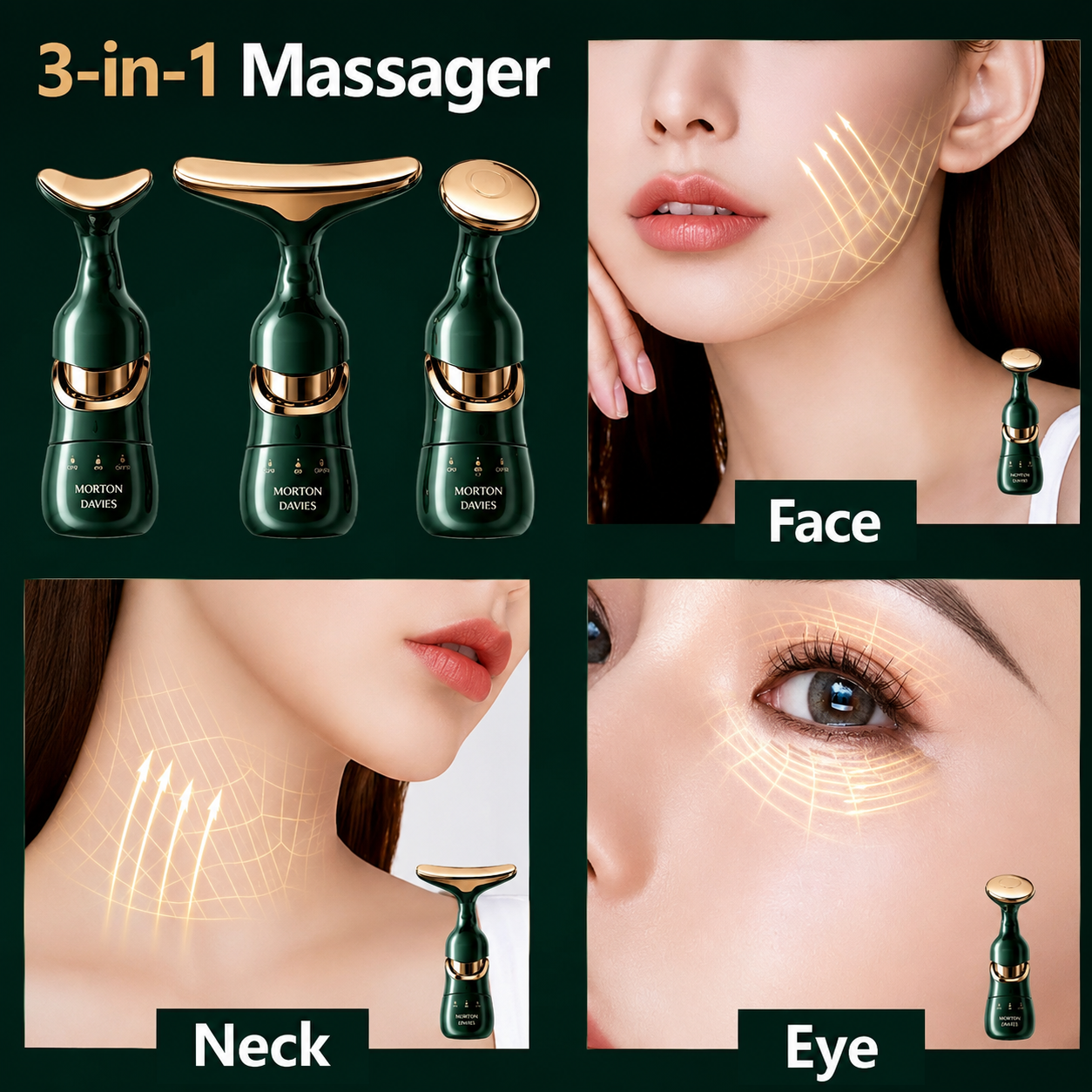 3-in-1 Facial, Neck & Eye Massager – Firming & Anti-Wrinkle ZAVION