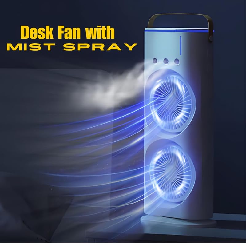 Mini Air Cooler Fan with Double Mist Spray | USB Rechargeable Portable Cooling Fan ZAVION