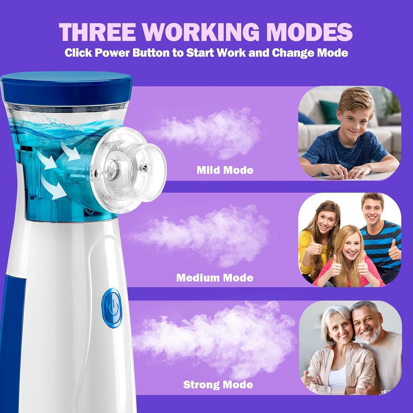 Portable Mesh Nebulizer for Adults & Kids | Silent Handheld Steam Inhaler for Cough, Cold & Breathing Relief | Wireless Rechargeable Vaporizer Machine ZAVION